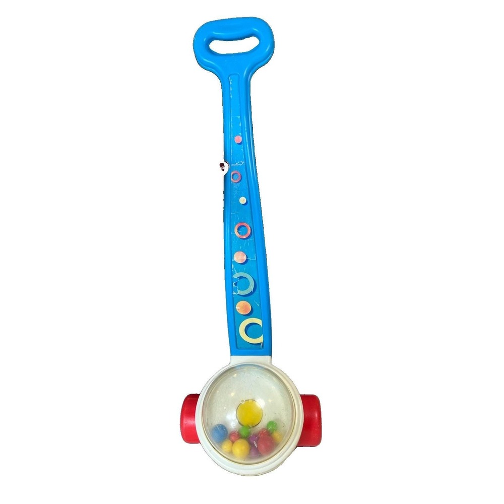 Vintage Fisher Price Corn Popper Blue Push Toy 72011 2839 Toddler Walker Mexico
